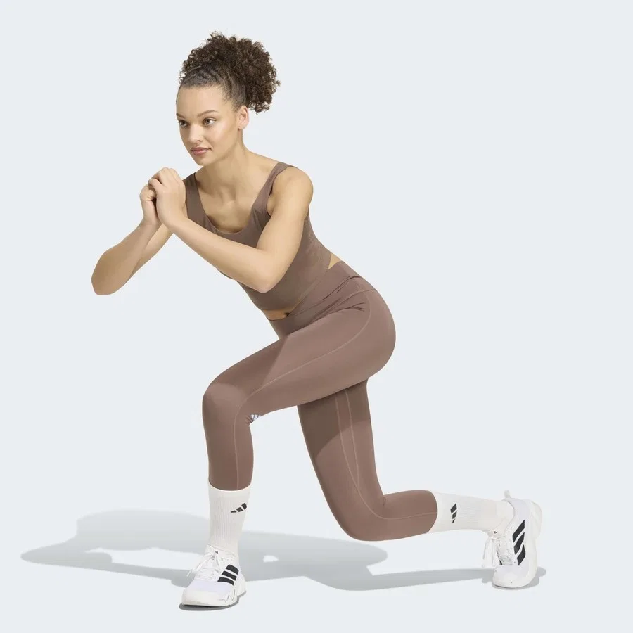 Женские леггинсы 7/8 X-Over с перекрестной талией adidas Studio All Me, Коричневый — фото 3
