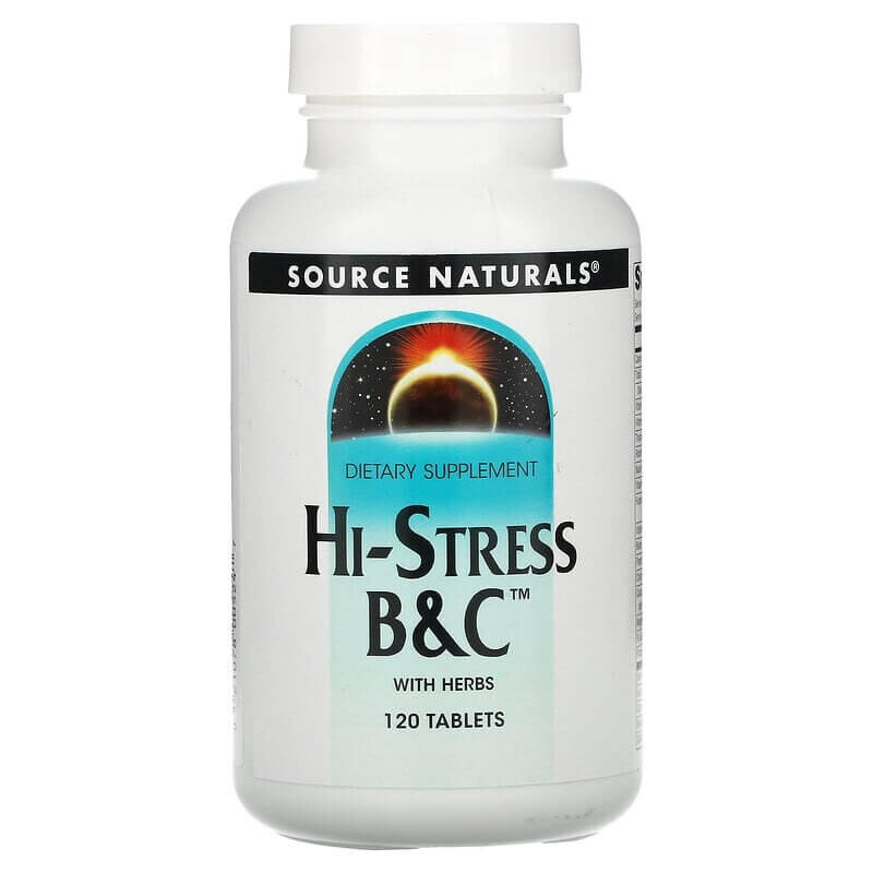 

Hi-Stress B&C с травами Source Naturals, 120 таблеток