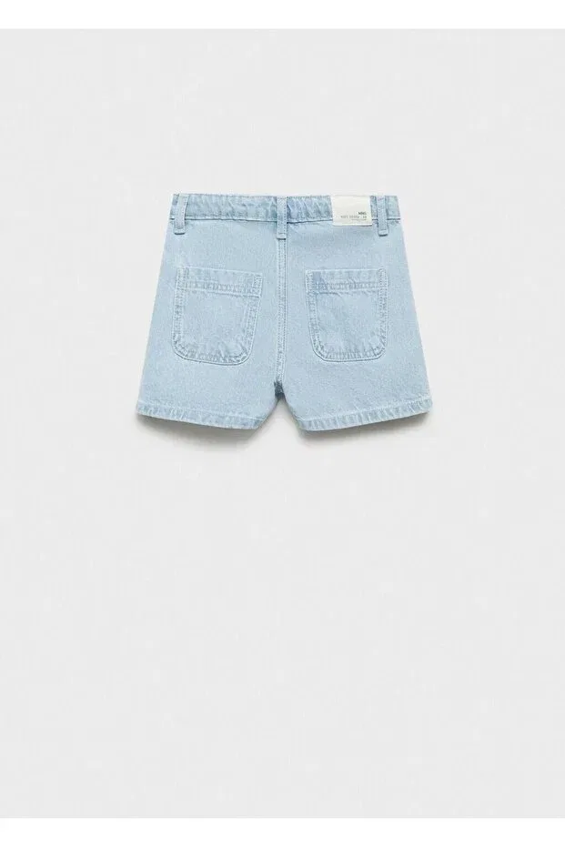 Детские шорты для девочек джинсовые Mango Kids, Light Blue — фото 2
