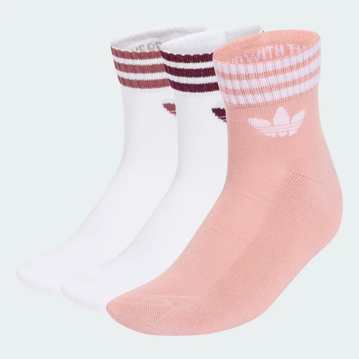 Носки укороченные набор из 3 пар 3-Stripes Adidas Originals, белый/wonder mauve/белый