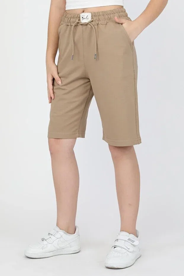 Детские шорты для девочек хлопковые с принтом Sports Capri Asyakids Club, Brown — фото 2