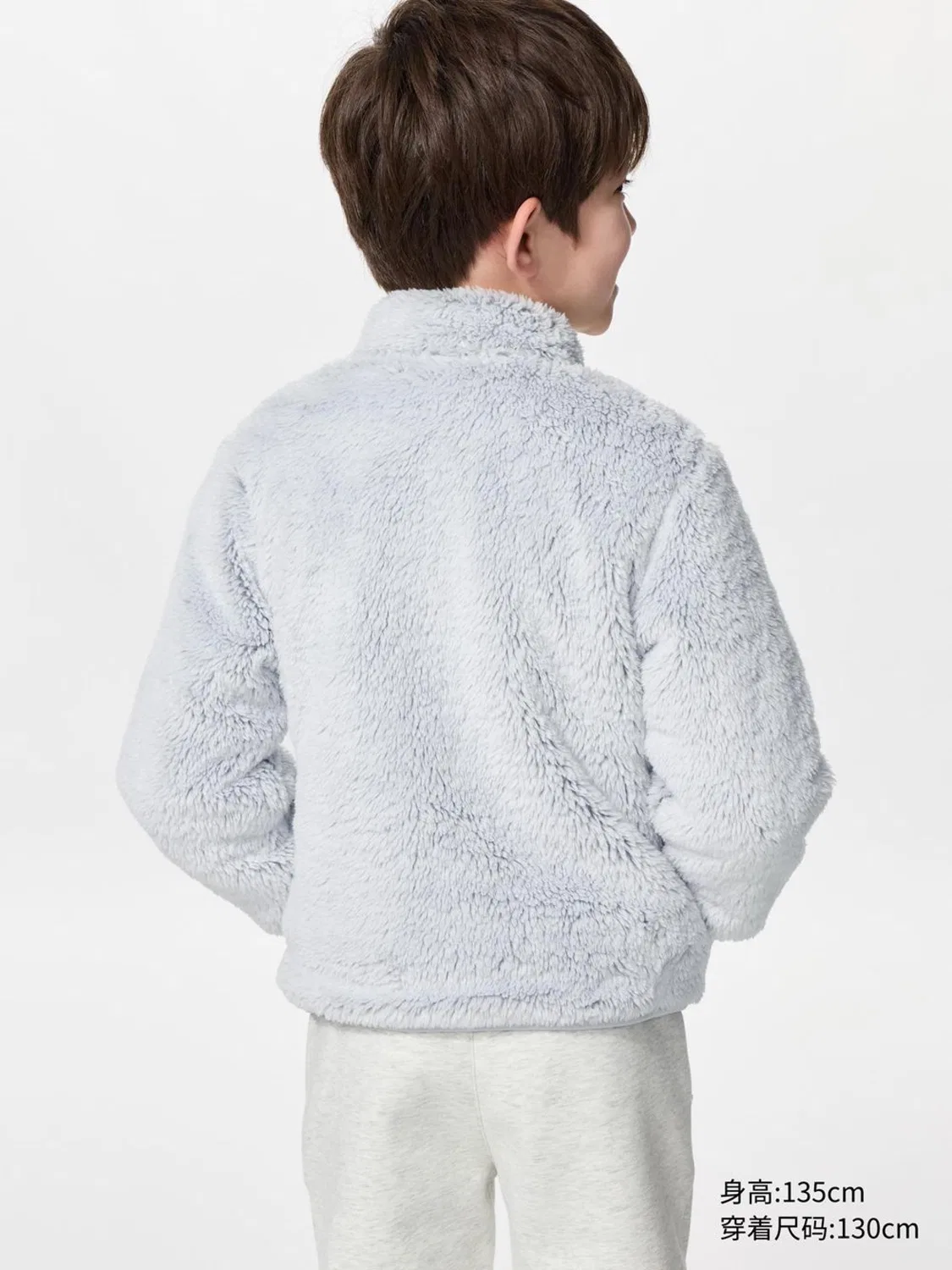 Детская куртка на молнии из длинноворсового флиса с длинным рукавом Uniqlo, светло-зеленый — фото 4
