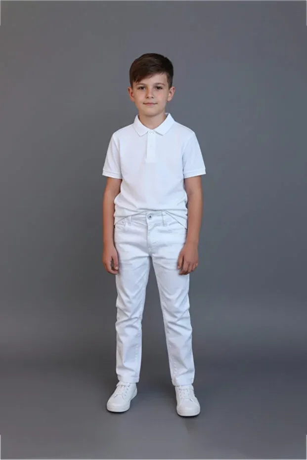 Детские брюки для мальчиков льняные Fatella, White