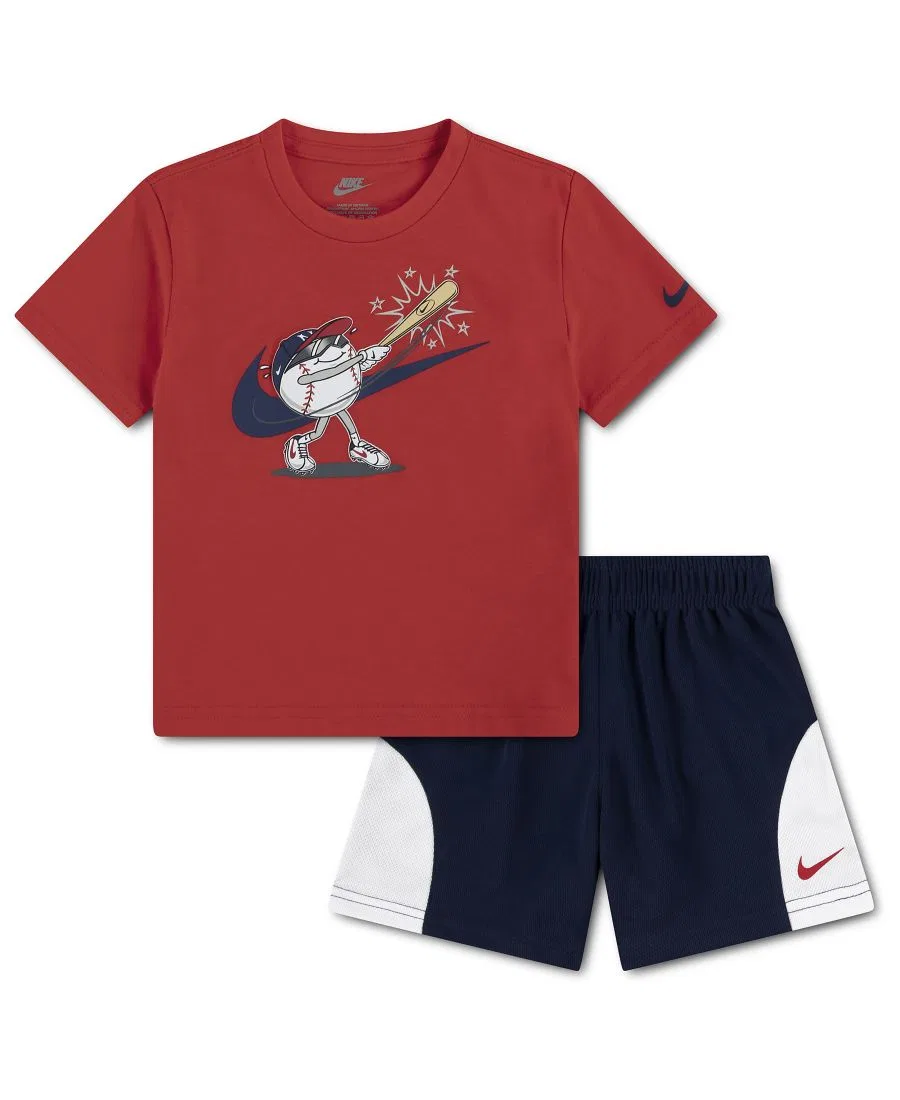 Детский комплект для мальчиков с длинным рукавом Baseball Graphic Nike, Red Midnight Navy