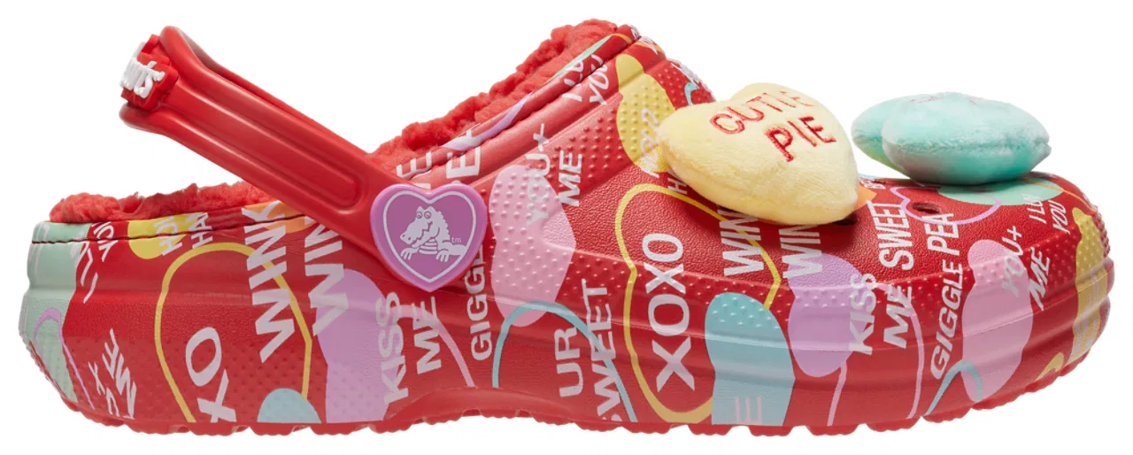 Детские сабо для девочек с теплой подкладкой Lined Sweethearts Crocs, красный/мультиколор