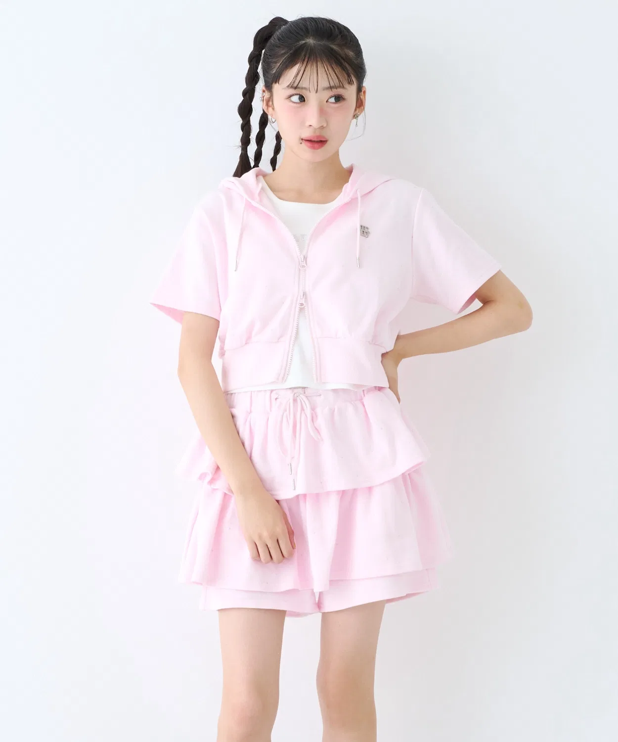 Детский комплект из топа и шорт с принтом LOVETOXIC, Light Pink