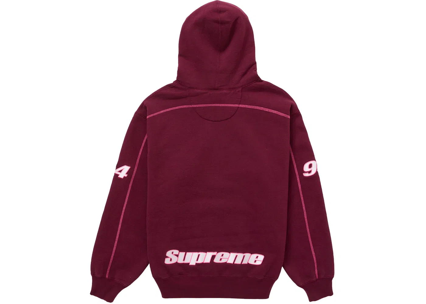 Мужской свитшот с капюшоном с оверлок-строчкой Supreme, Burgundy — фото 2