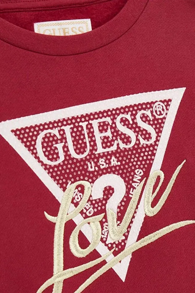 Детские свитшот для девочек с принтом Guess, Burgundy — фото 2