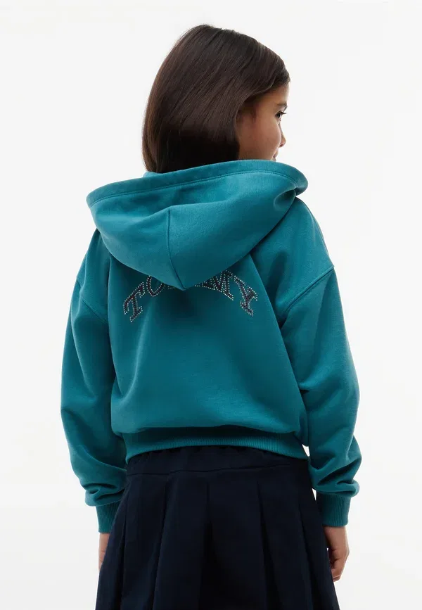 Худи с принтом Tommy rhinestone zip through Tommy Hilfiger, Platinum Teal, бирюзовый — фото 3