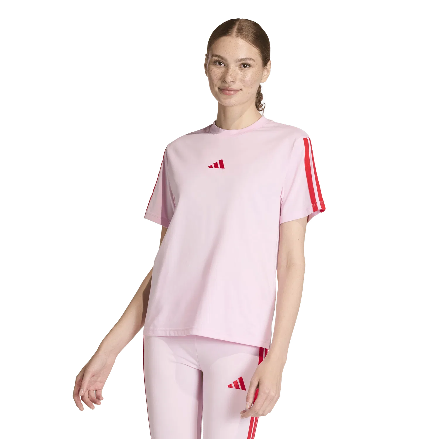 Женская футболка свободного кроя Adidas, розовый — фото 2