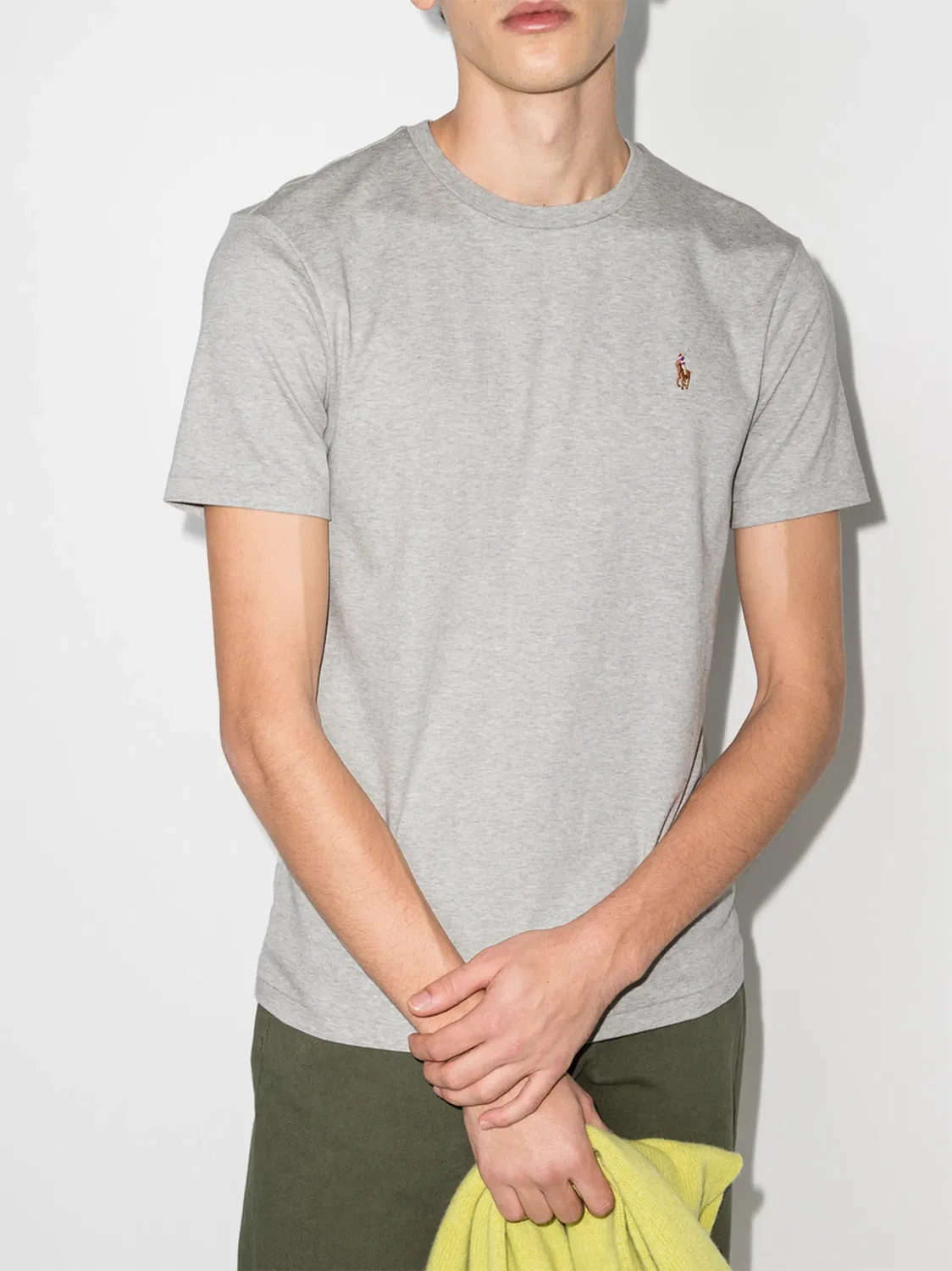 Polo Ralph Lauren Футболка с вышитым логотипом, серая — фото 3
