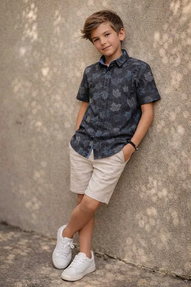 Детская рубашка для мальчиков с принтом Louis Kids, Navy Blue