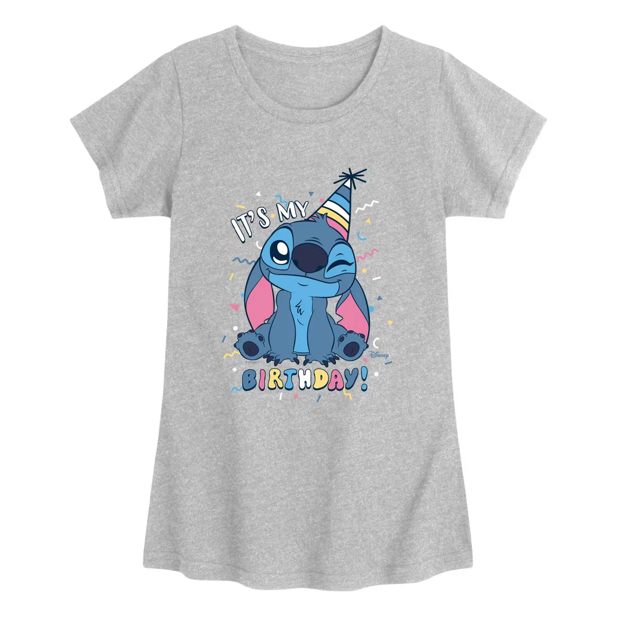 Футболка с принтом My Birthday Stitch Lilo & Stitch, heather grey