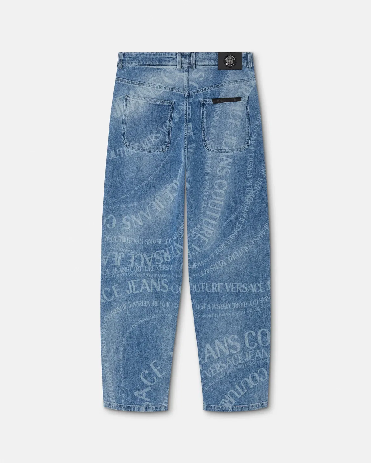 Джинсы свободного кроя с лазерным рисунком VERSACE, синий — фото 3