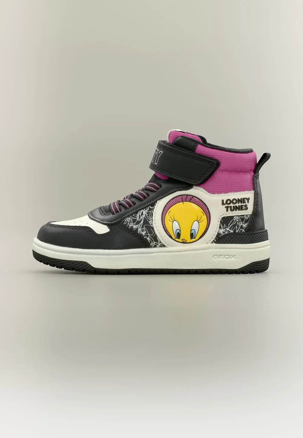 Looney Tunes Washiba Girl - высокие кроссовки Geox, Black/Fuchsia