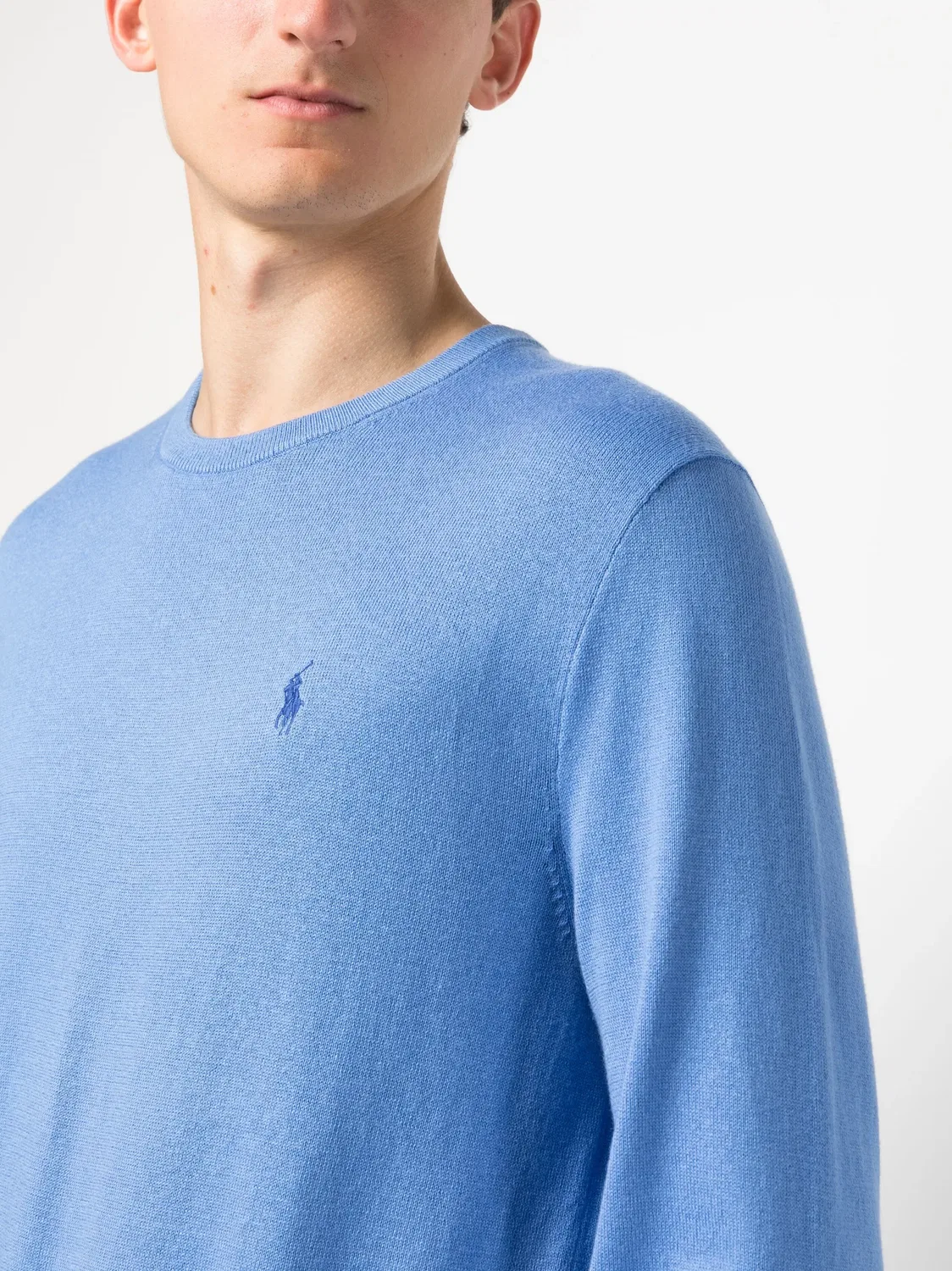 Джемпер с вышитым логотипом из смеси хлопка Polo Ralph Lauren, васильковый синий — фото 4
