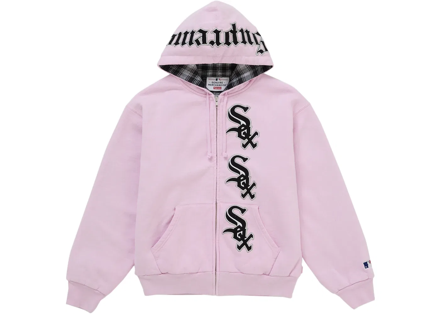 Мужская худи на молнии с принтом Supreme Chicago White Sox Supreme, Light Pink