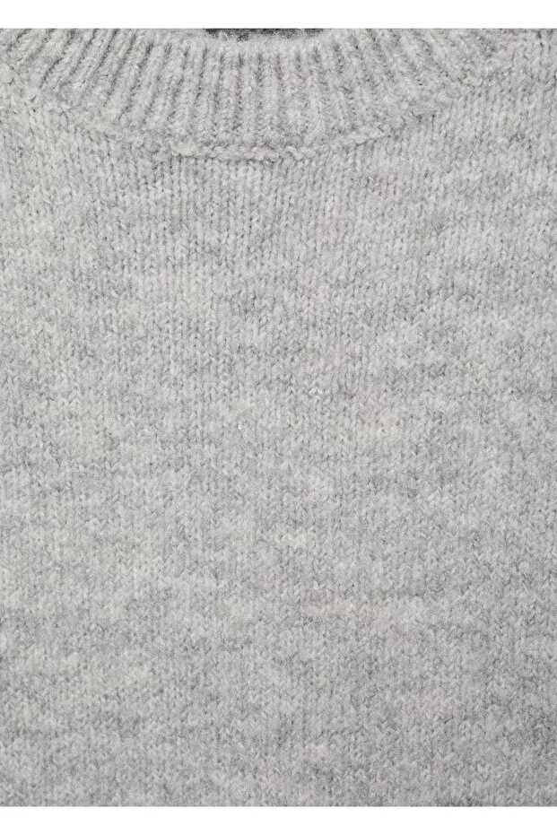 Детское платье-трапеция из трикотажа с длинным рукавом Mango Baby, Medium Grizzly Gray — фото 3