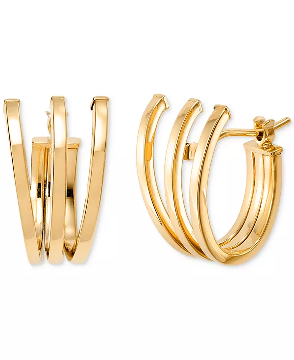 

Полированные тройные сверхмаленькие серьги-кольца из 10-каратного желтого золота, 0,43 дюйма Macy'S, yellow