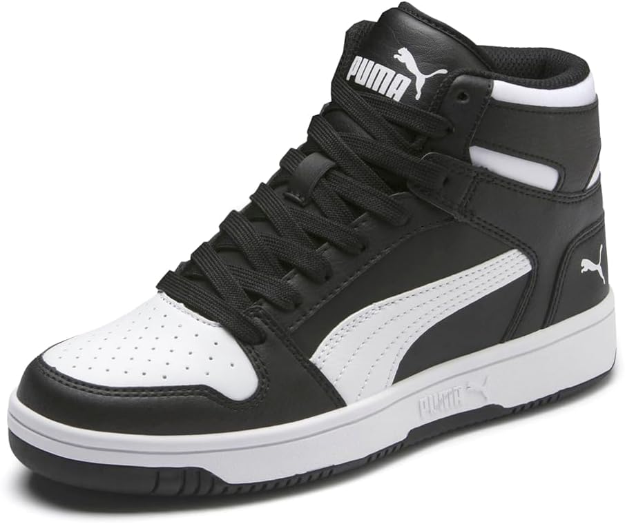 Кроссовки PUMA Rebound Layup Mid для мальчиков, белый/черный — фото 2