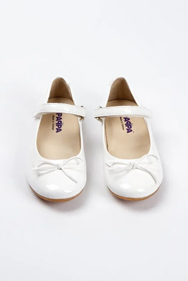 Детские балетки для девочек лакированные белые Paqpa, White Patent Leather — фото 3