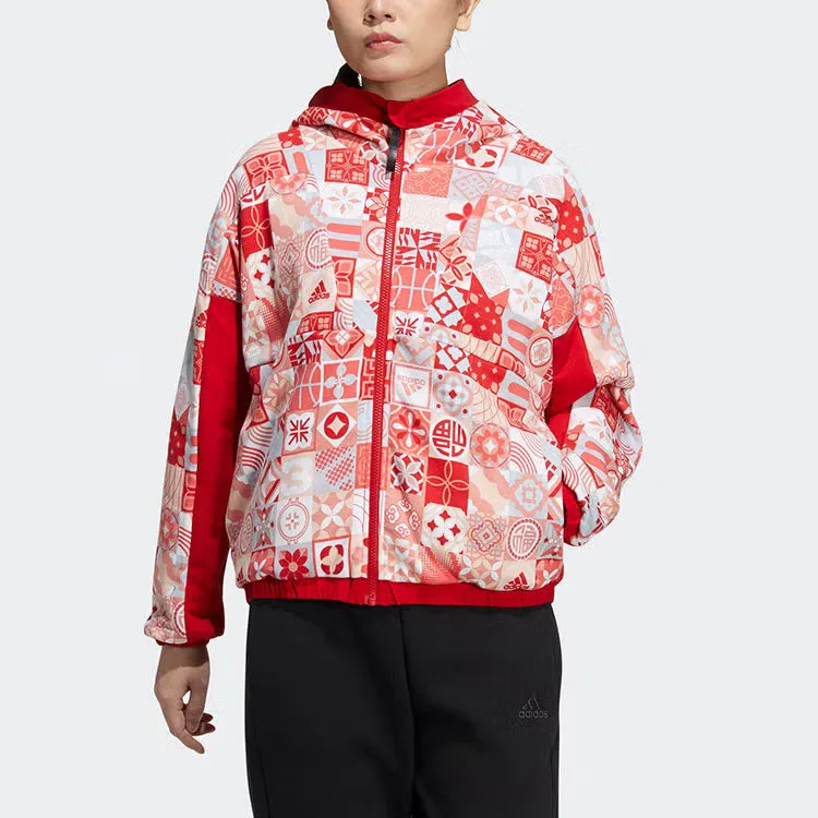 Куртка худи с капюшоном двусторонняя CNY Limited Adidas, красный — фото 4