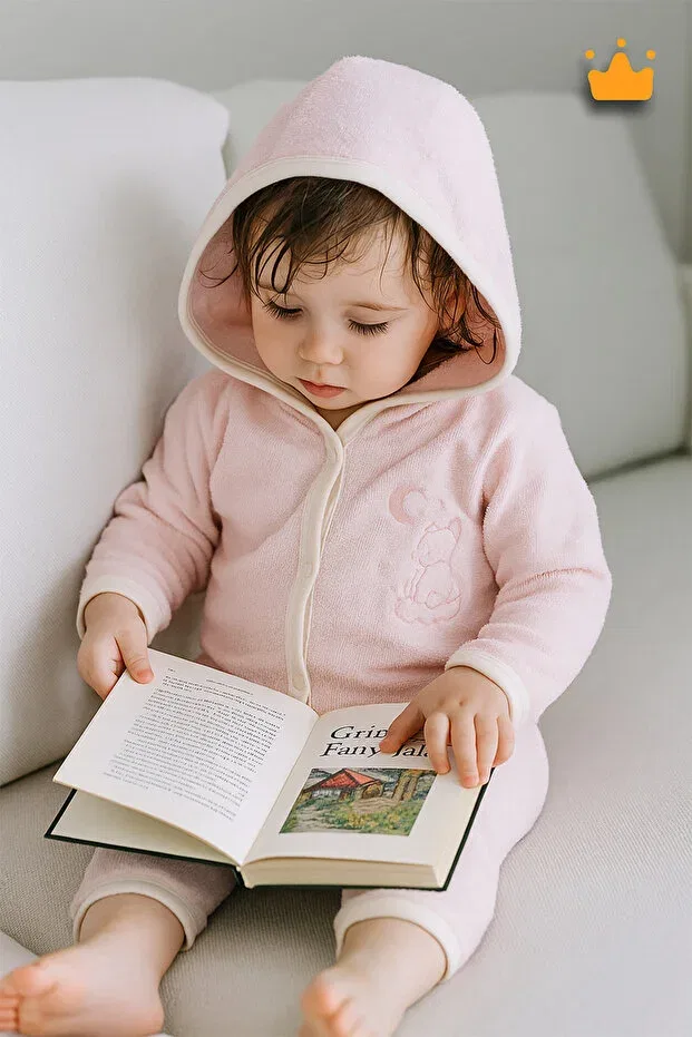 Детский комбинезон из махры с принтом Teddy Bear Babyhola, Pink