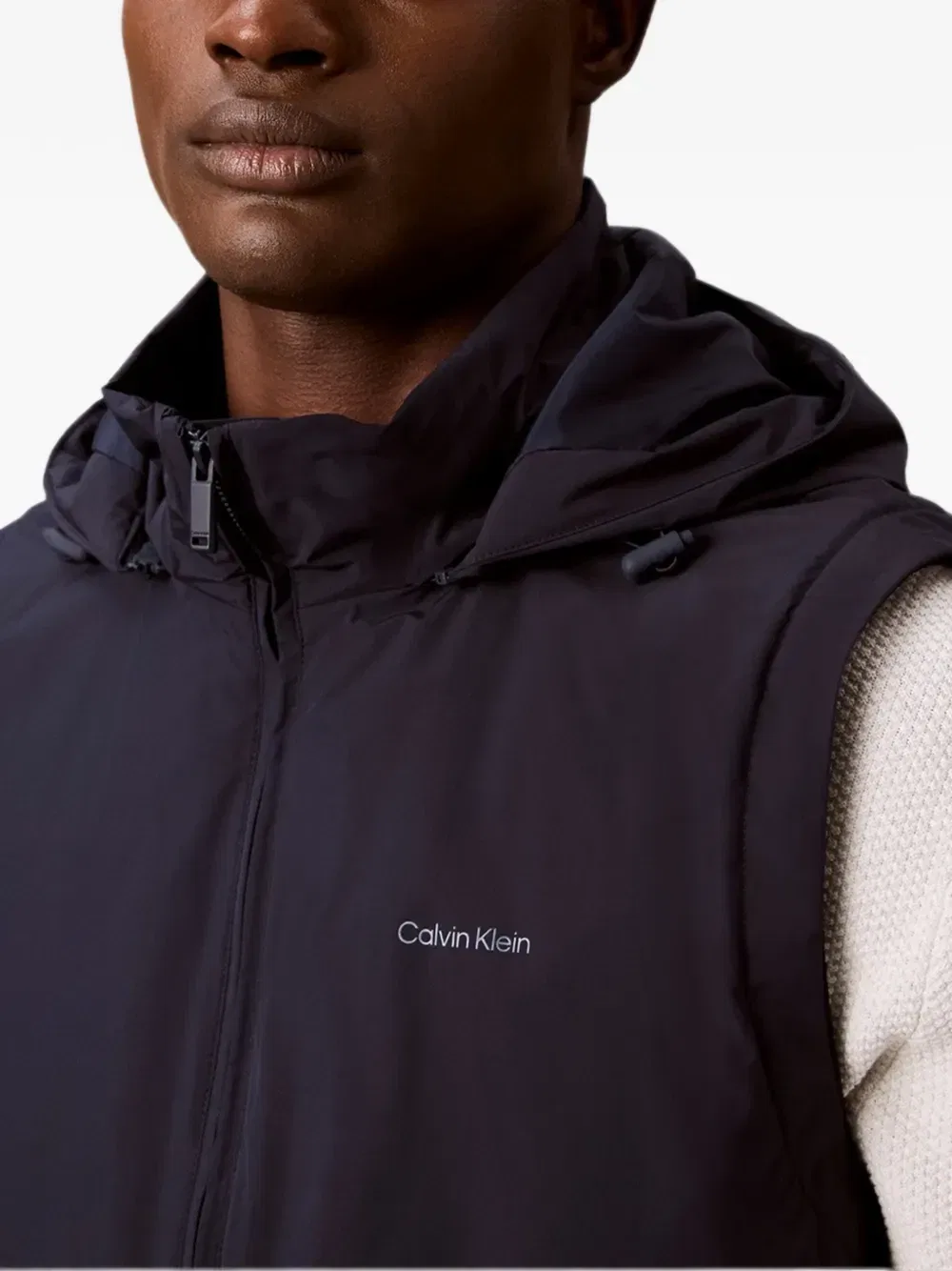 Жилет с капюшоном и логотипом Calvin Klein, синий — фото 4