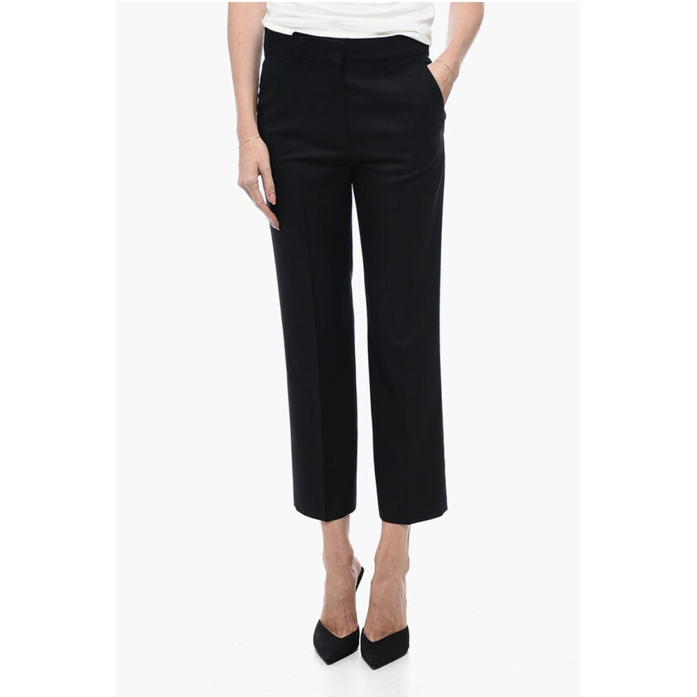 

Укороченные брюки из смеси шерсти со скрытой застежкой Stella Mccartney, Blue
