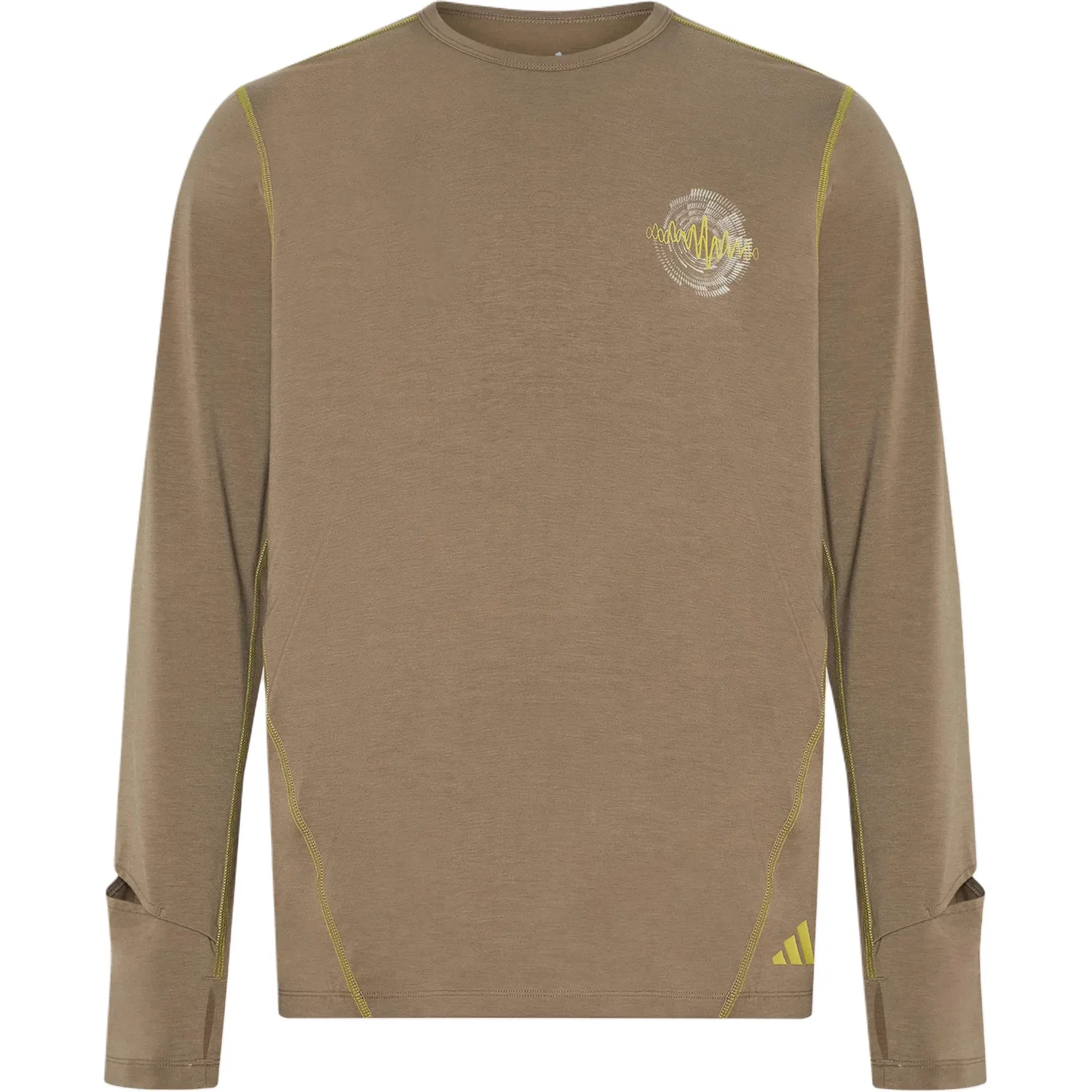 Мужская футболка для бега с круглым вырезом Adidas, Khaki Brown/Dark Yellow Green