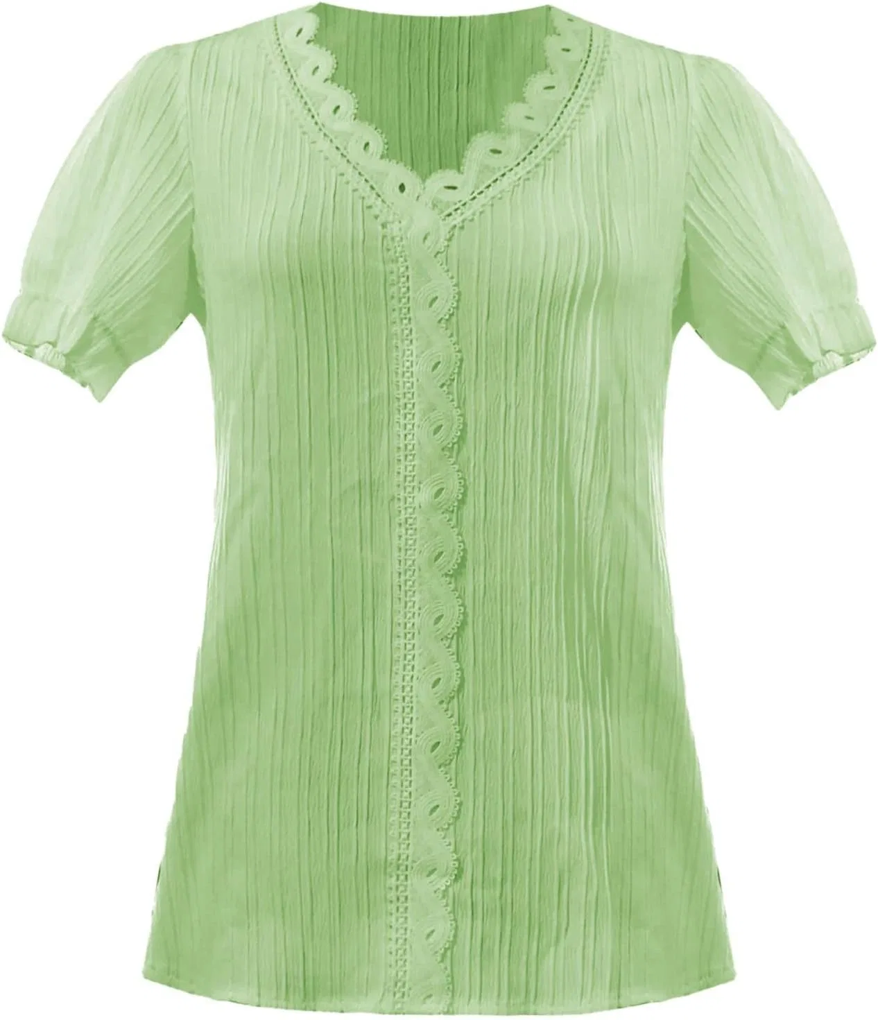 Женская кружевная футболка с V-образным вырезом Lace Top, Green — фото 3