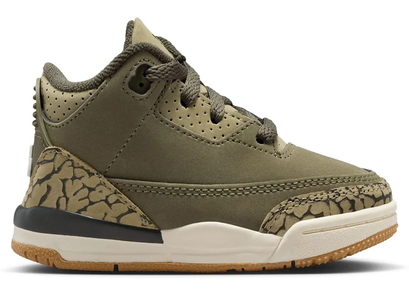 Детские кроссовки Lifestyle Jordan 3 Retro Family Affair Jordan, Medium Olive/Sequoia/Neutral Olive/Sail/Total Crimson