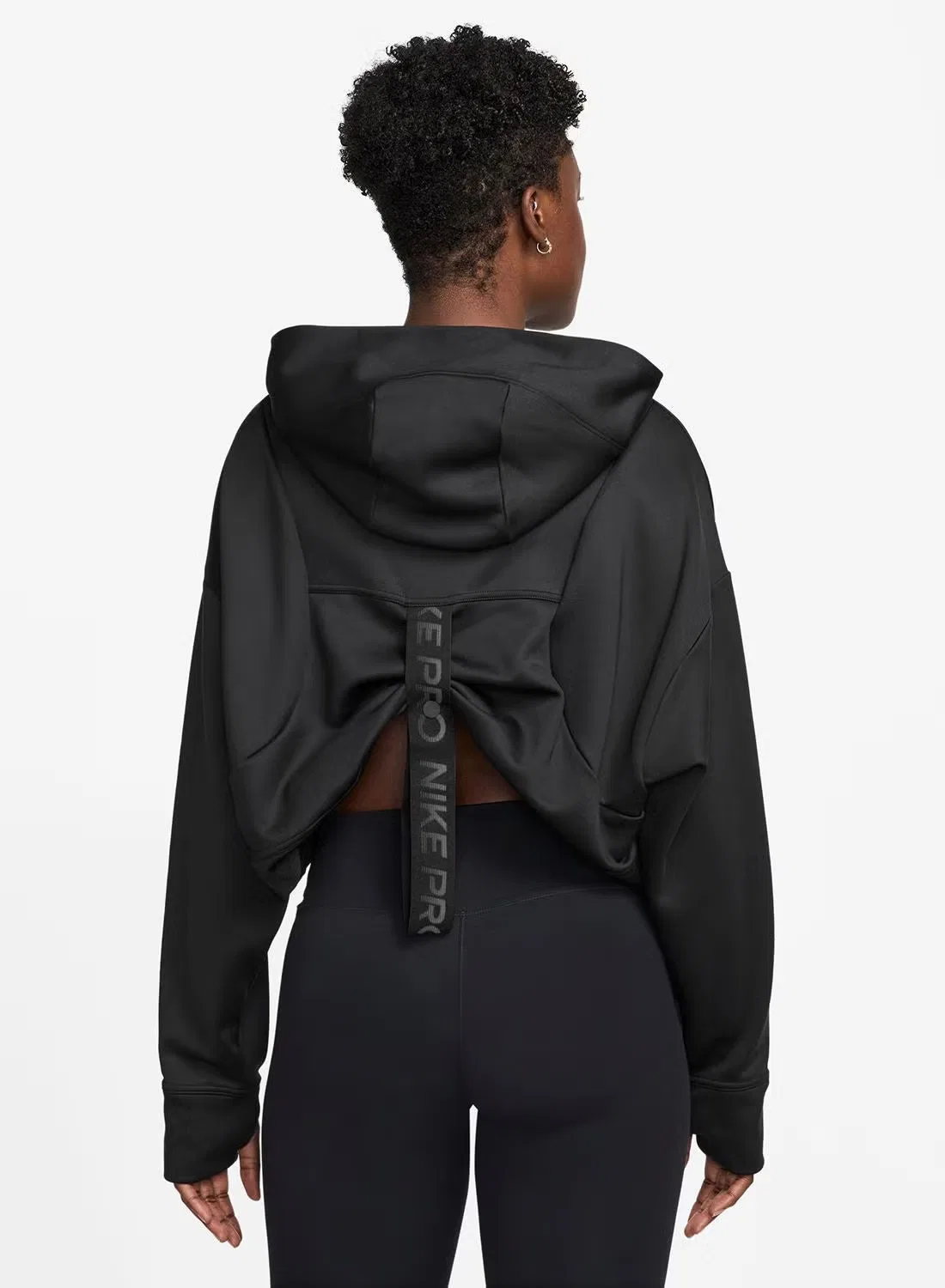 Худи с капюшоном укороченное Nike, черный — фото 2