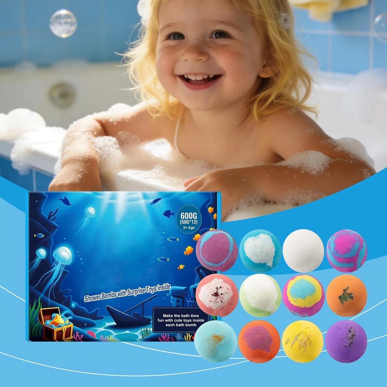 Бомбочка для ванны, 12 шт., с игрушкой внутри, Generisch — фото 3