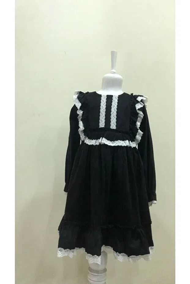 Детское платье для девочек с длинным рукавом Öfi Kids, Black — фото 2