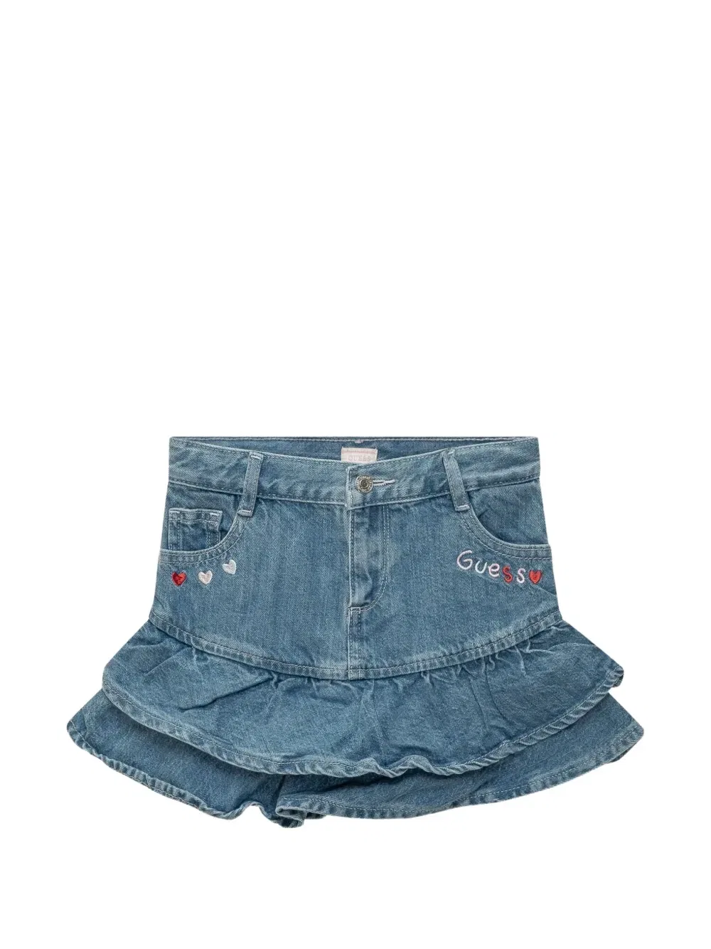 Многоярусная мини-юбка с воланами Guess Kids, синий