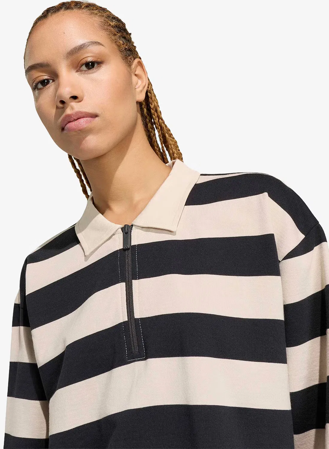 Лонгслив-поло свободного кроя Essential Contemporary French Terry, Adidas, черный — фото 3
