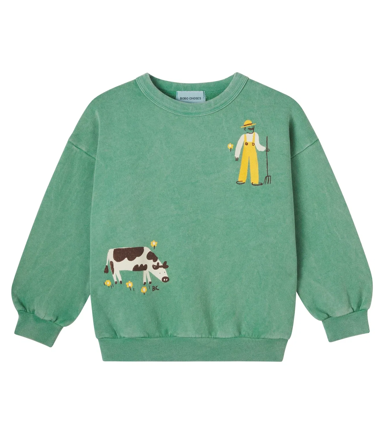 Свитшот из хлопкового джерси Farm Adventure Bobo Choses, зеленый