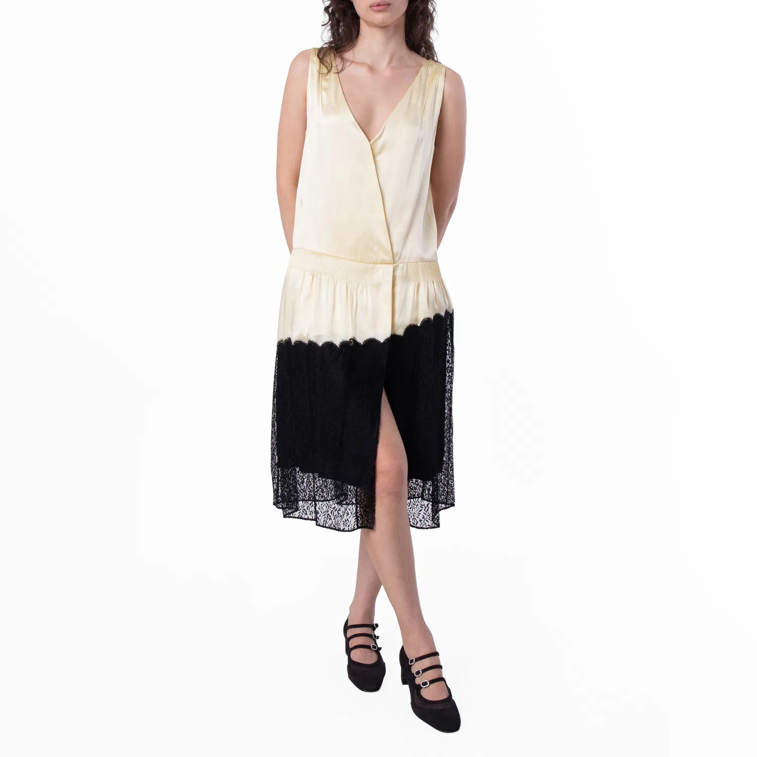 Платье вечернее без рукавов Ladies Cream Silk Satin And Lace Sleeveless Dress Burberry, Beige