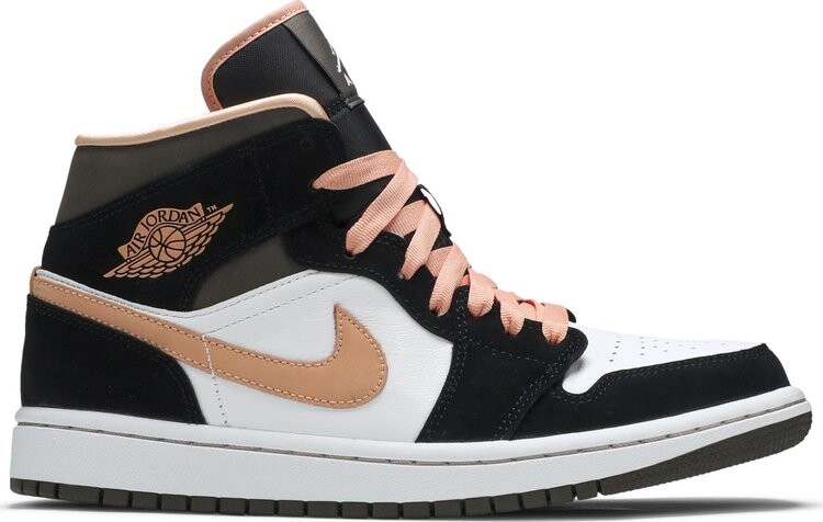 Кроссовки Wmns Air Jordan 1 Mid SE Peach Mocha, белый