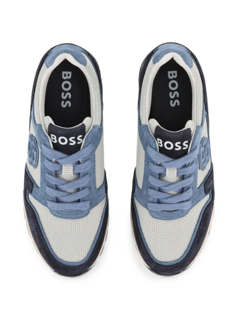 Кроссовки с монограммой Double B Boss Kidswear, синий — фото 4