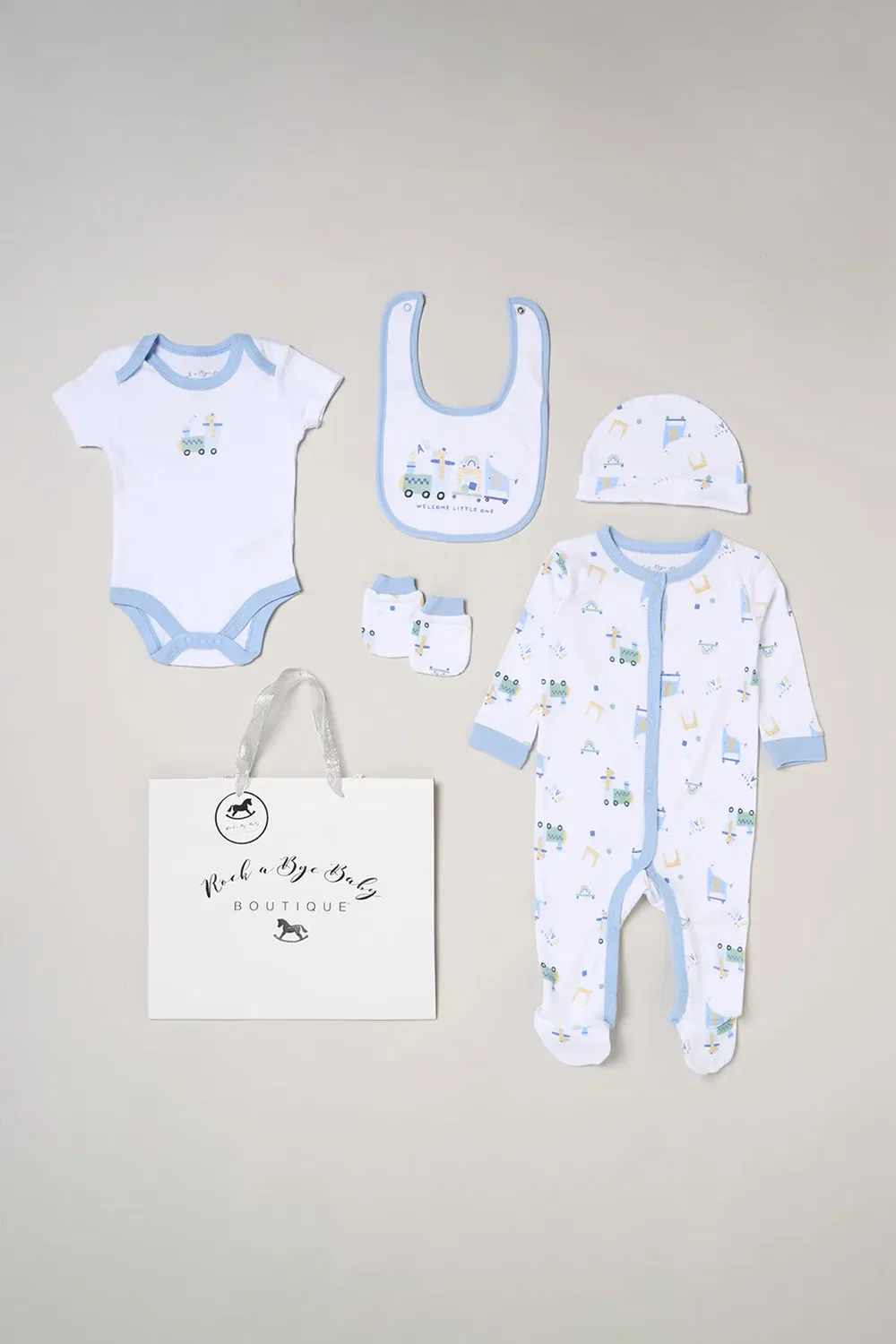 Детский комплект из 5 предметов с принтом Hello Baby, Rock A Bye Baby, Blue