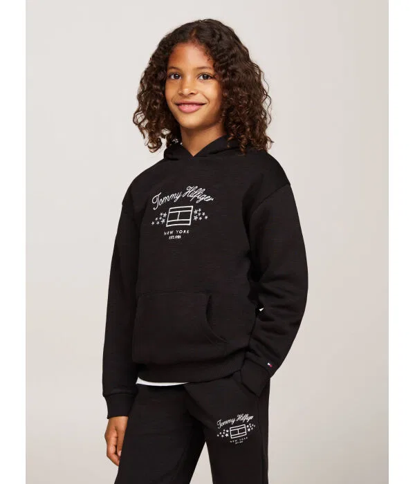 Детское худи для девочек Regular Fit Tommy Hilfiger, черный