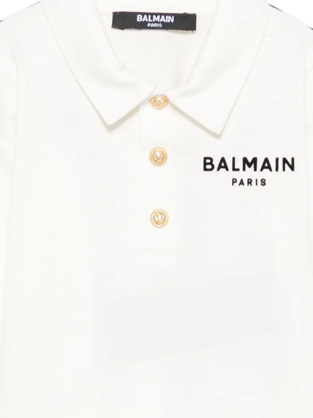 Поло с длинными рукавами и логотипом Balmain Kids, бежевый — фото 3