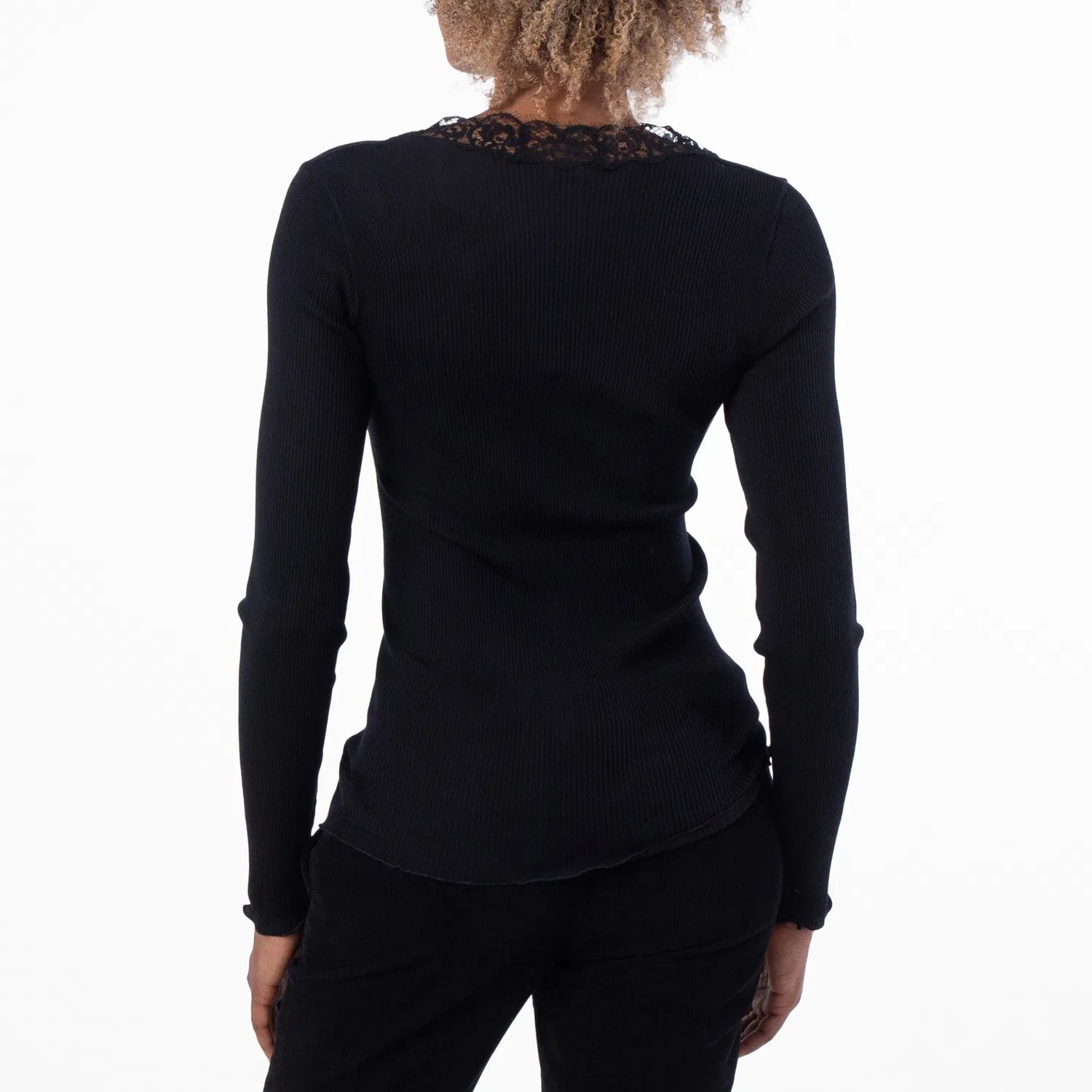 Женский кардиган с V-образным вырезом и кружевной отделкой Saint Laurent, Black — фото 4