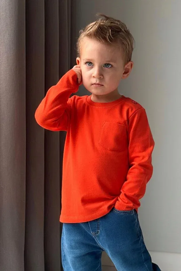 Детская футболка для мальчиков с длинным рукавом Breeze, Orange — фото 3