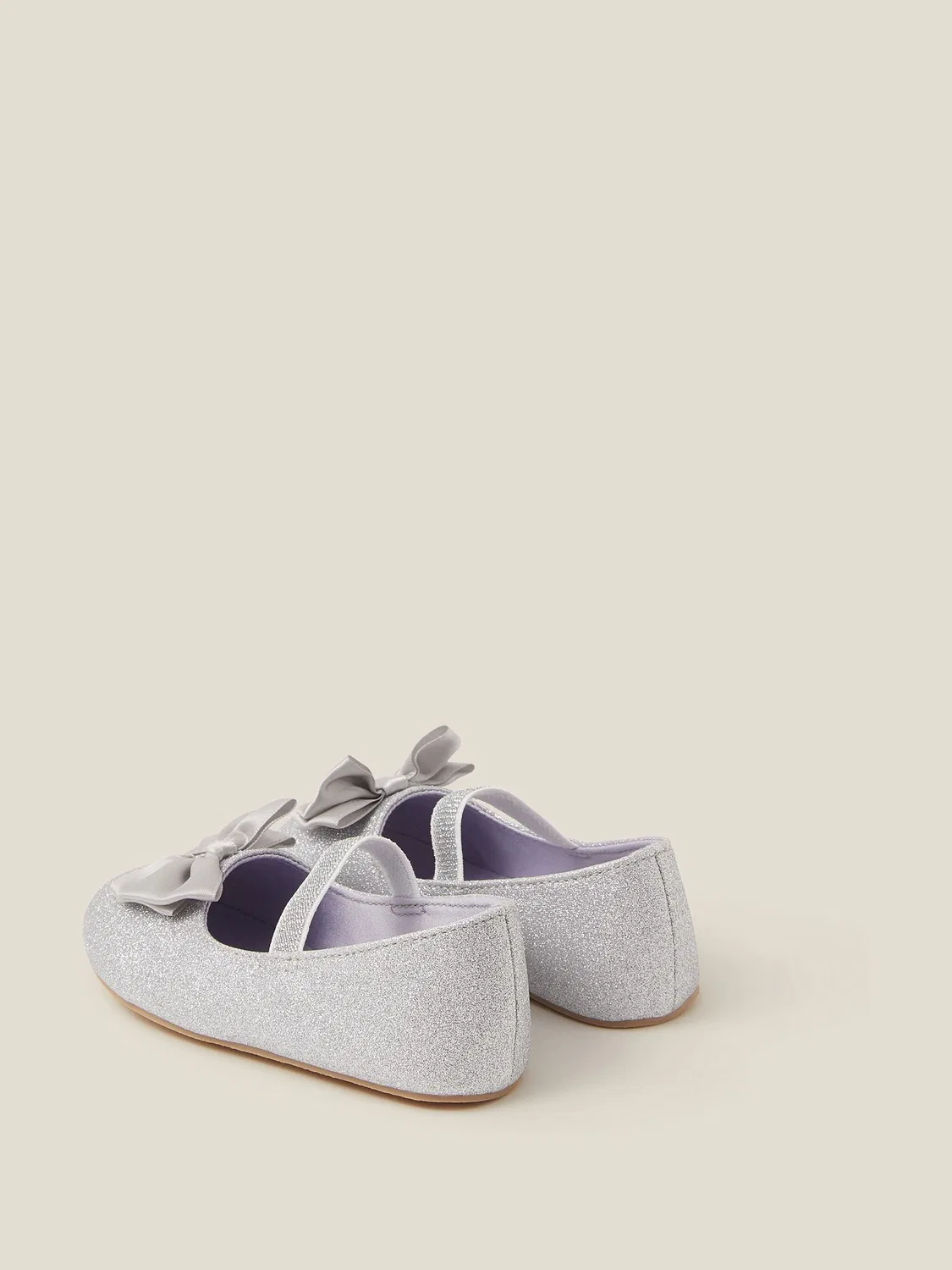 Пинетки Monsoon Silver Baby Bow Glitter Walker Shoes, серебристый — фото 3