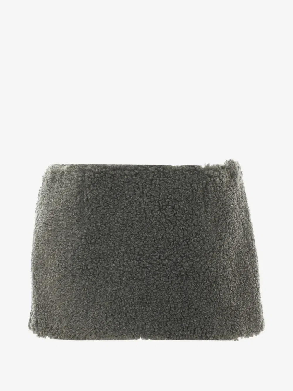 Мини-юбка с логотипом и текстурой Тедди MIU MIU, серый — фото 2
