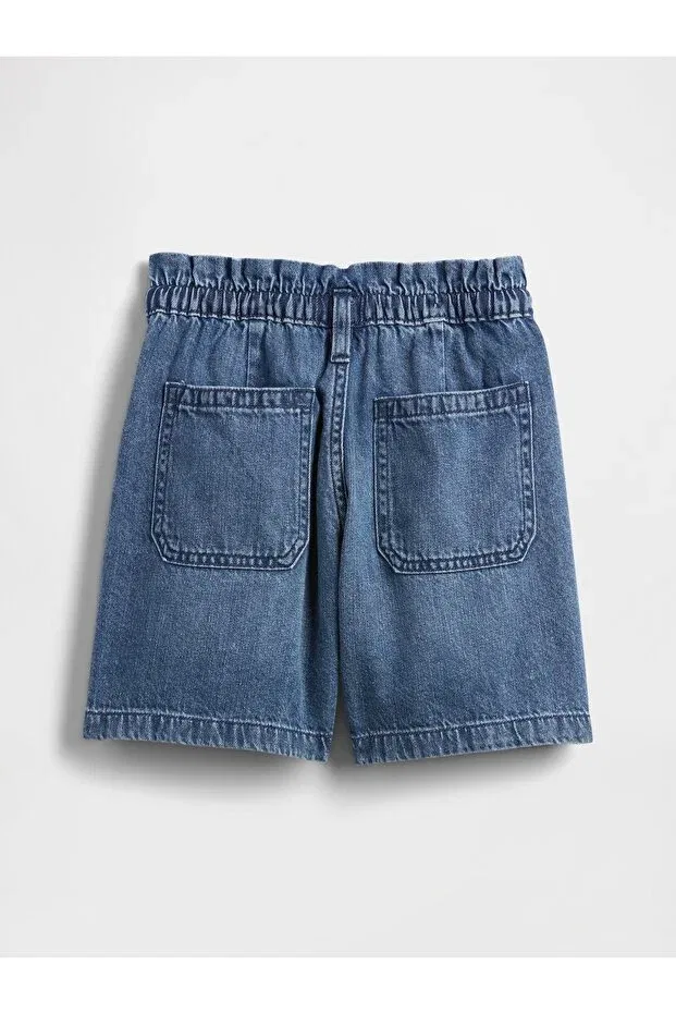 Детские шорты для девочек с высокой талией Basics Gap, Blue-001 — фото 3