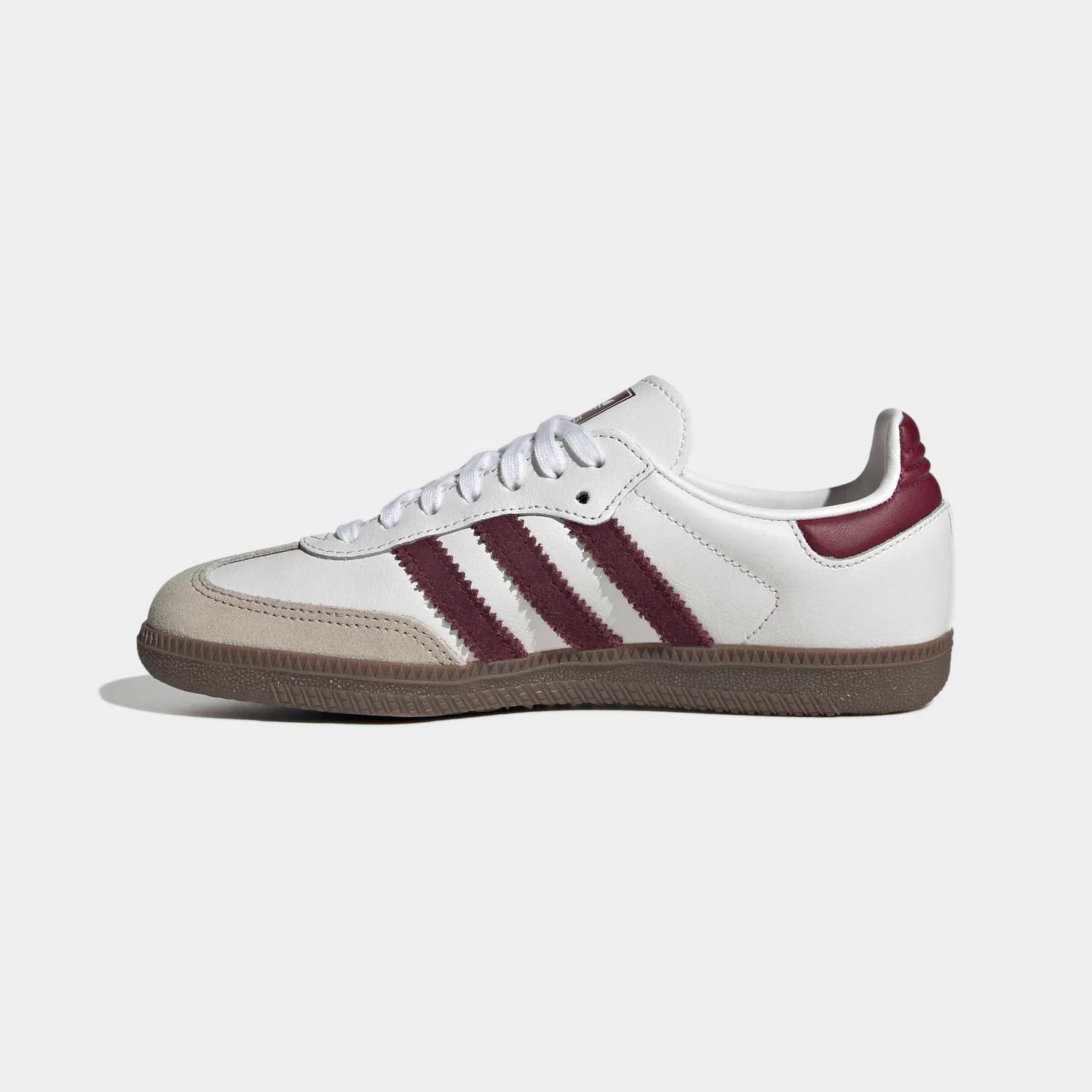 Детские кожаные кроссовки с тремя полосками Adidas Originals, Cloud White/Maroon — фото 3